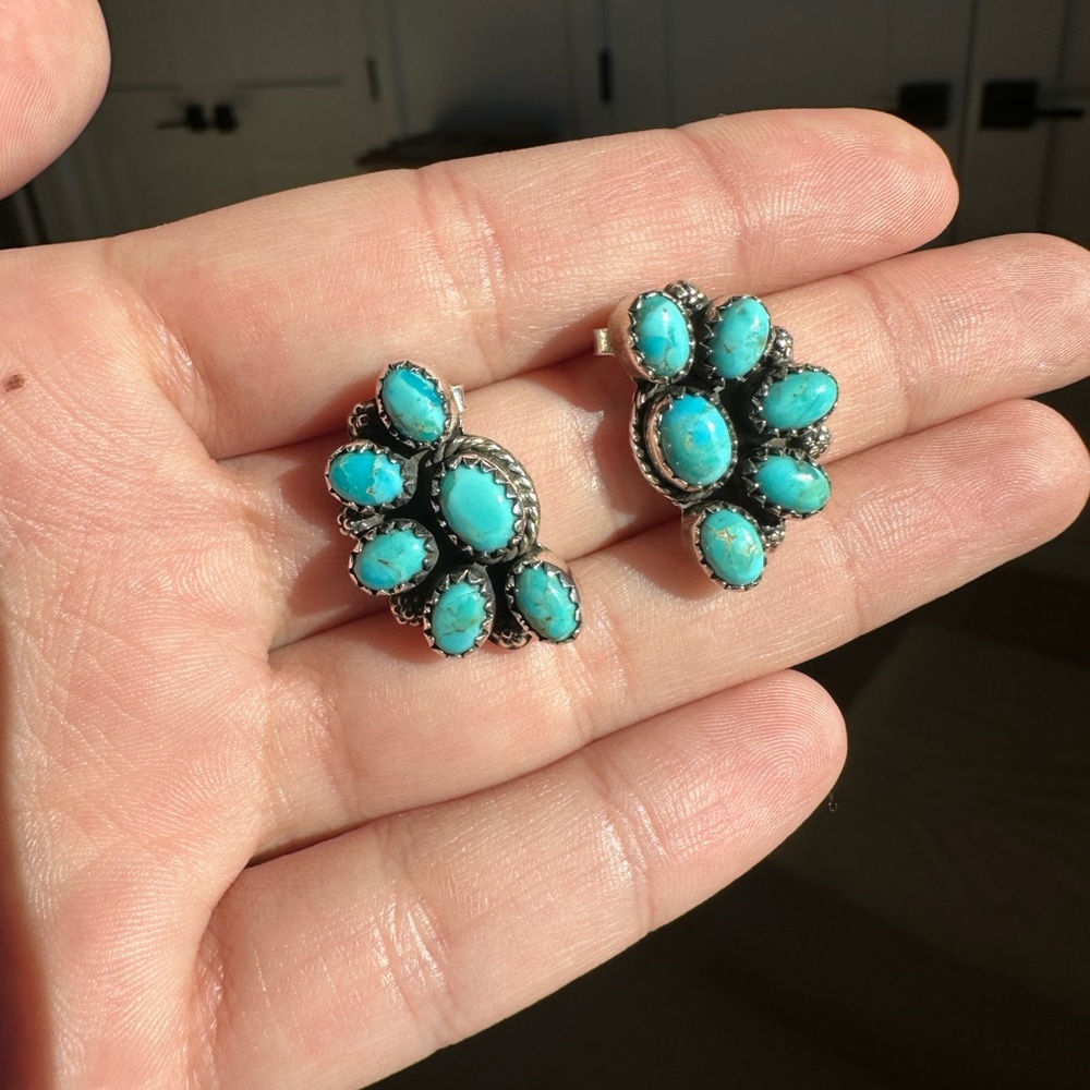 Kingman Turquoise Cluster Earrings